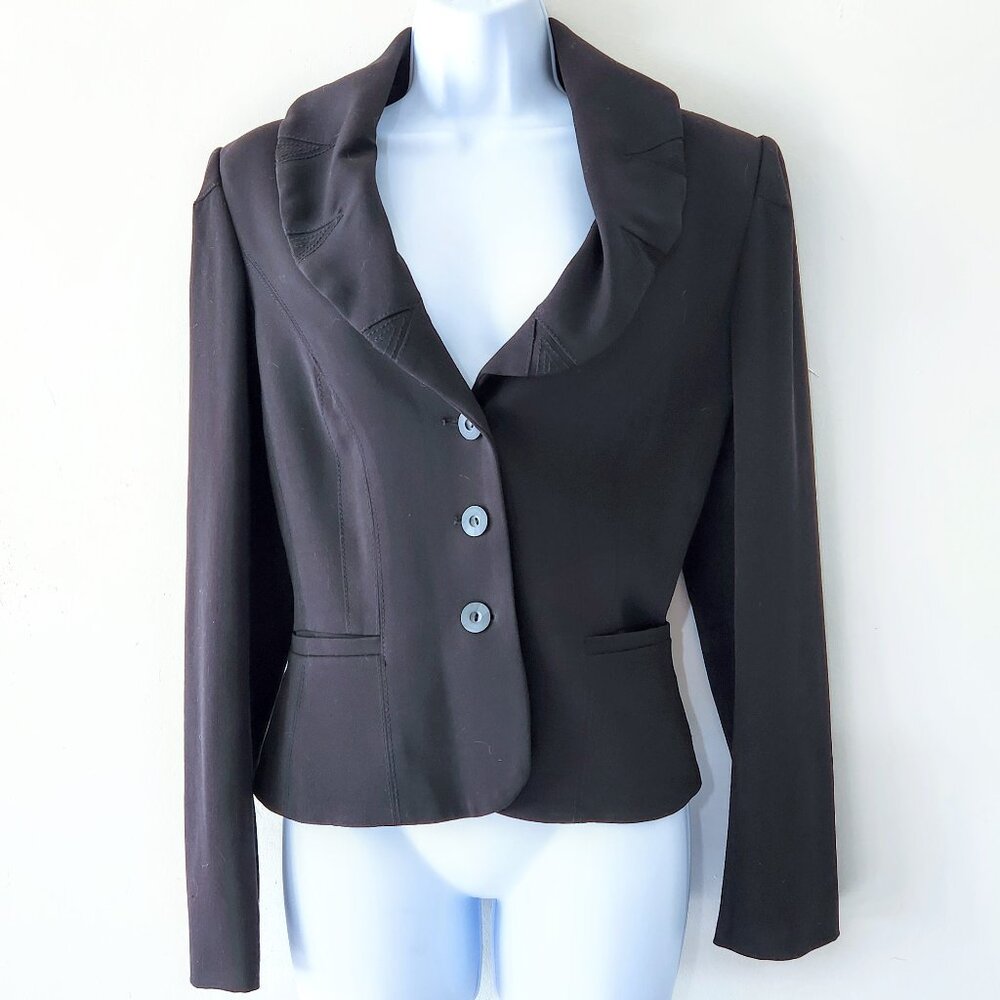 Structured Black Blazer With Triangle Stitch Deta… - image 1